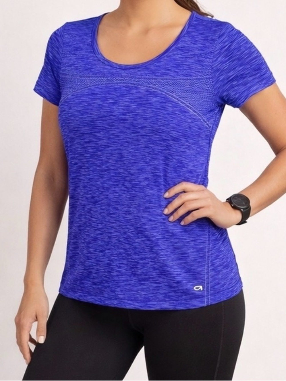 GAPFit Women’s Short Sleeve Active Tee in Heathered Royal Blue -Large